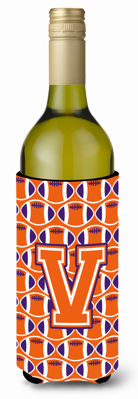 Monogram Letter Football Wine Bottle Hugger