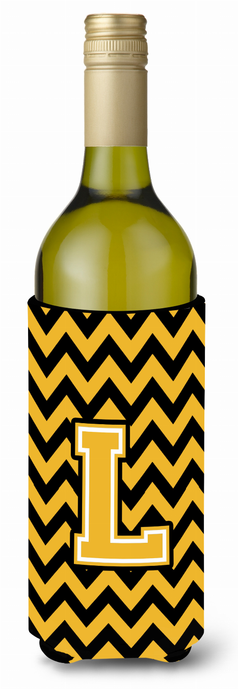 Monogram Letter Chevron Wine Bottle Hugger