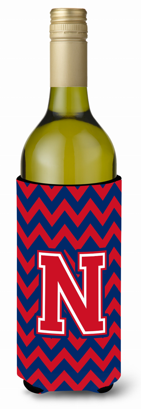 Monogram Letter Chevron Wine Bottle Hugger