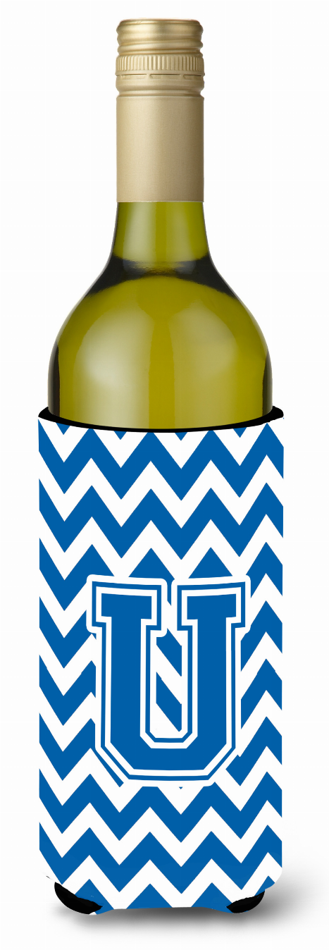 Monogram Letter Chevron Wine Bottle Hugger