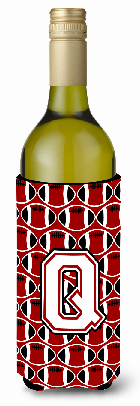 Monogram Letter Football Wine Bottle Hugger