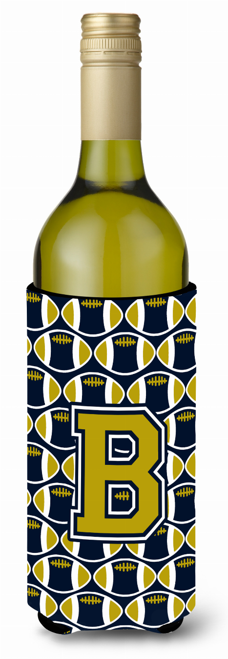 Monogram Letter Football Wine Bottle Hugger