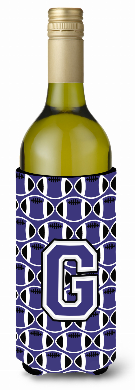 Monogram Letter Football Wine Bottle Hugger