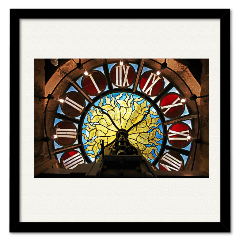 Courtside Market Grand Central - Stain Glass Clock Framed Art