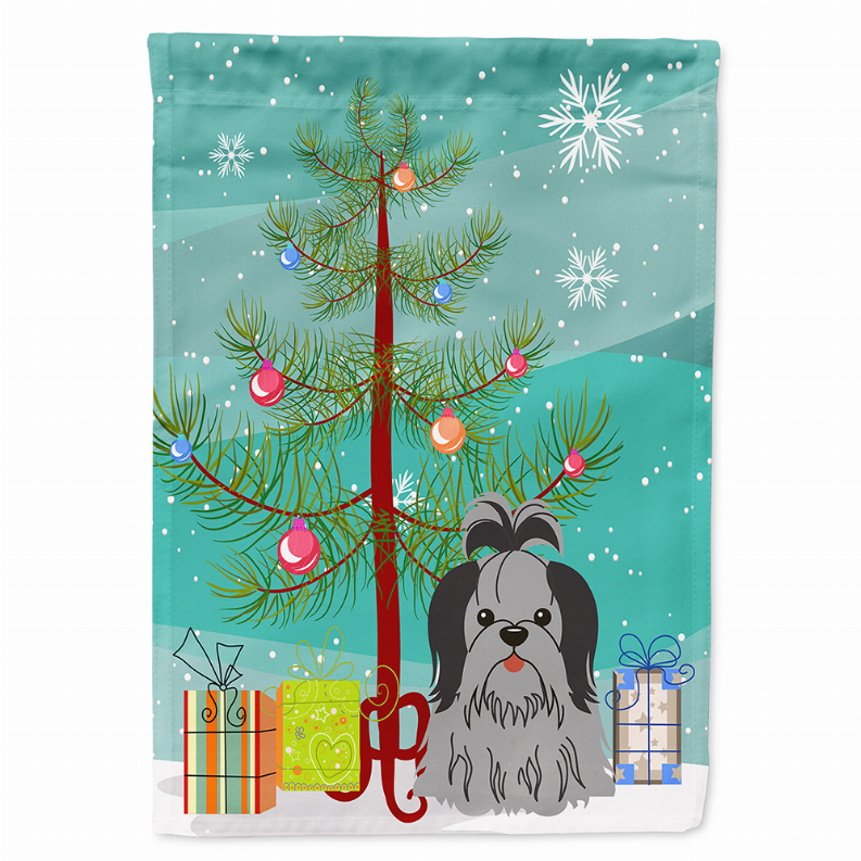 Merry Christmas Tree/Dog breed Themed Flag Canvas