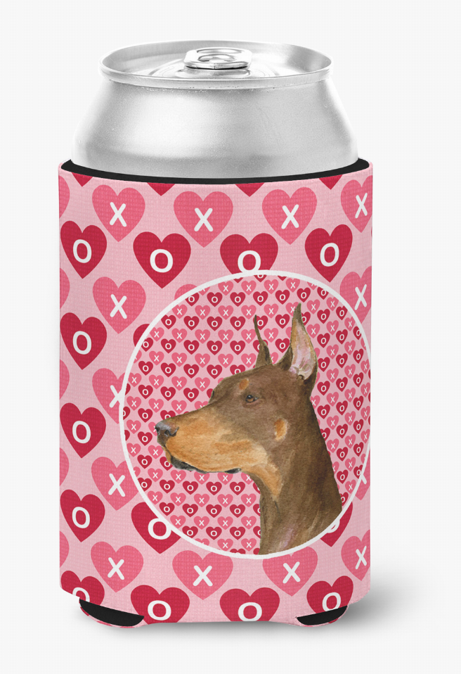 Hearts Love and Valentine's Day Dog Portrait Can or Bottle Hugger