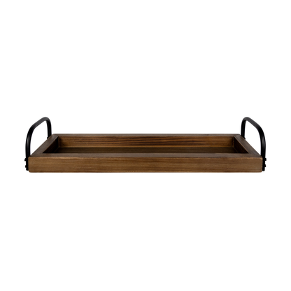 Stratton Home Decor Modern Farmhouse Rectangular Wood and Metal Decorative Tabletop Tray