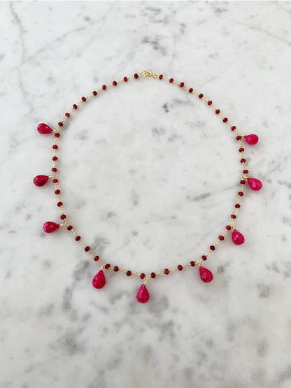 Balmy Nights Ruby Teardrop Necklace