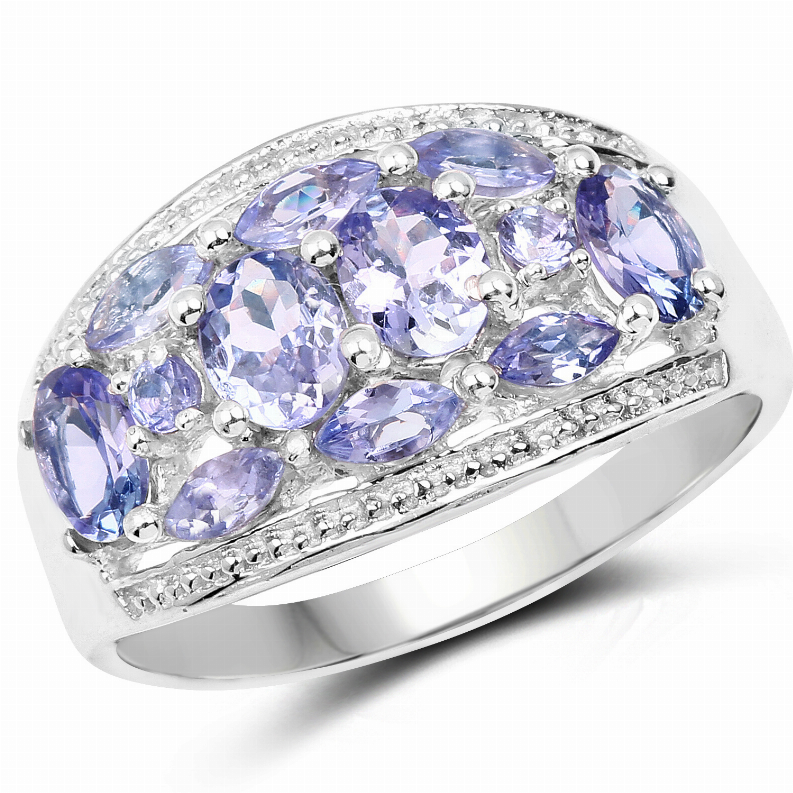 1.87 Carat Genuine Tanzanite .925 Sterling Silver Ring