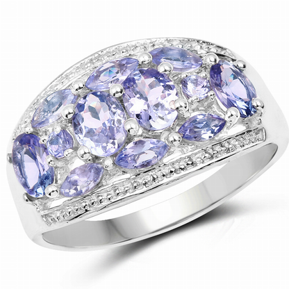 1.87 Carat Genuine Tanzanite .925 Sterling Silver Ring