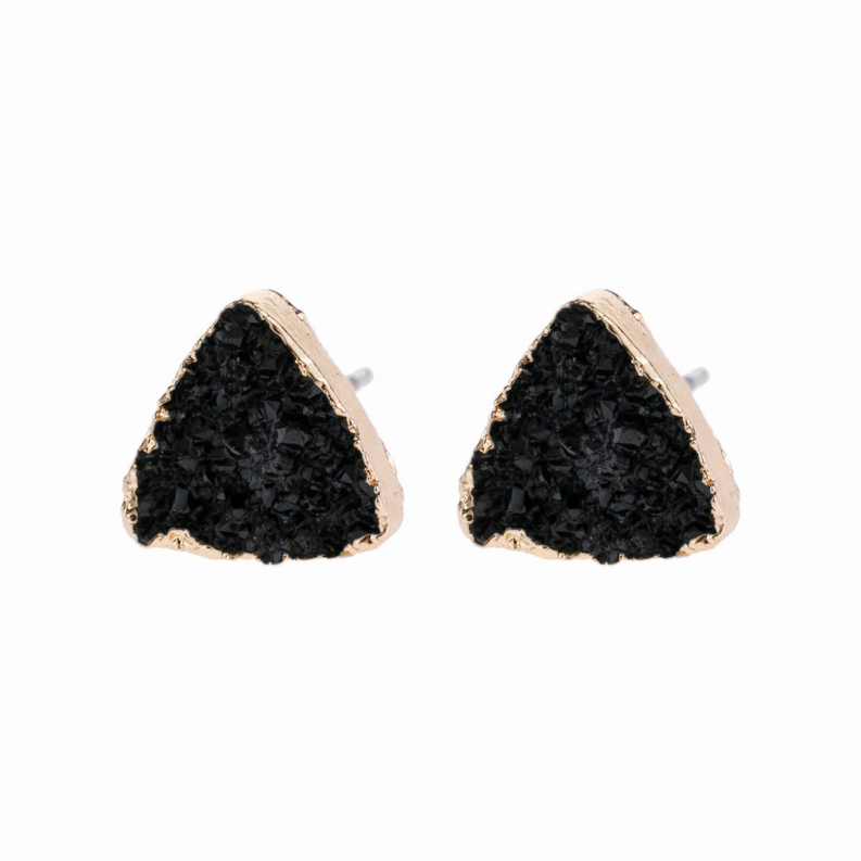 Triangle Druzy Stud Earrings By DOBBI ( VARIETY OF COLORS AVAILABLE )