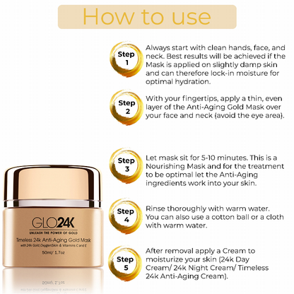 Timeless 24k Anti-Aging Gold Mask with 24k Gold, OxygenSkin & Vitamins C and E