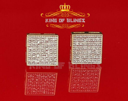 10K Yellow Gold Finish Silver Real Diamond 0.20CT Men's and Women's Stud Earrings