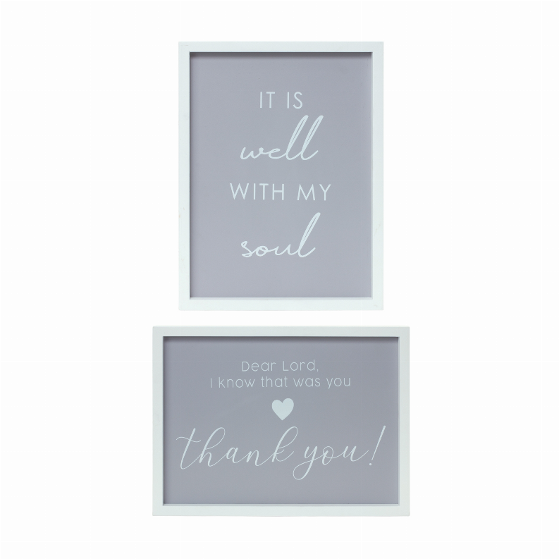 It Is Well and Thank You Plaque (Set of 2) 11.75" x 15.75" MDF