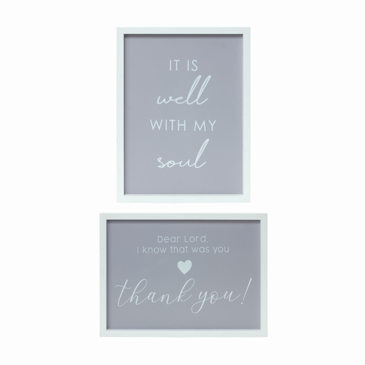 It Is Well and Thank You Plaque (Set of 2) 11.75" x 15.75" MDF