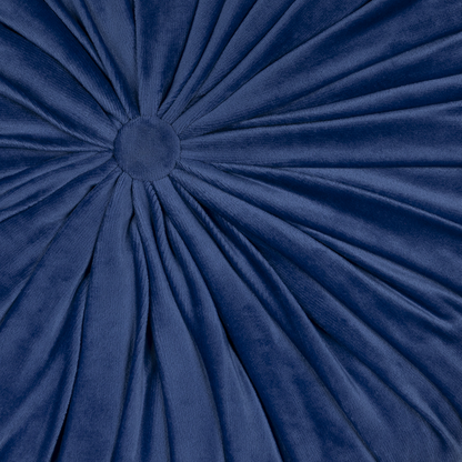 Round Tufted Velvet Blue Pillow