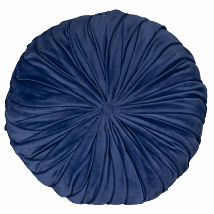 Round Tufted Velvet Blue Pillow