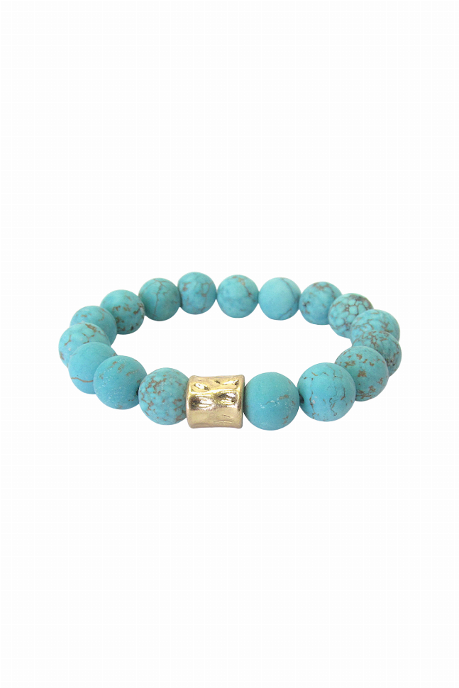 Turquoise Soapstone Stretch Bracelet with Gold Accent