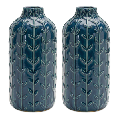 Ceramic Leaf Pattern Vase