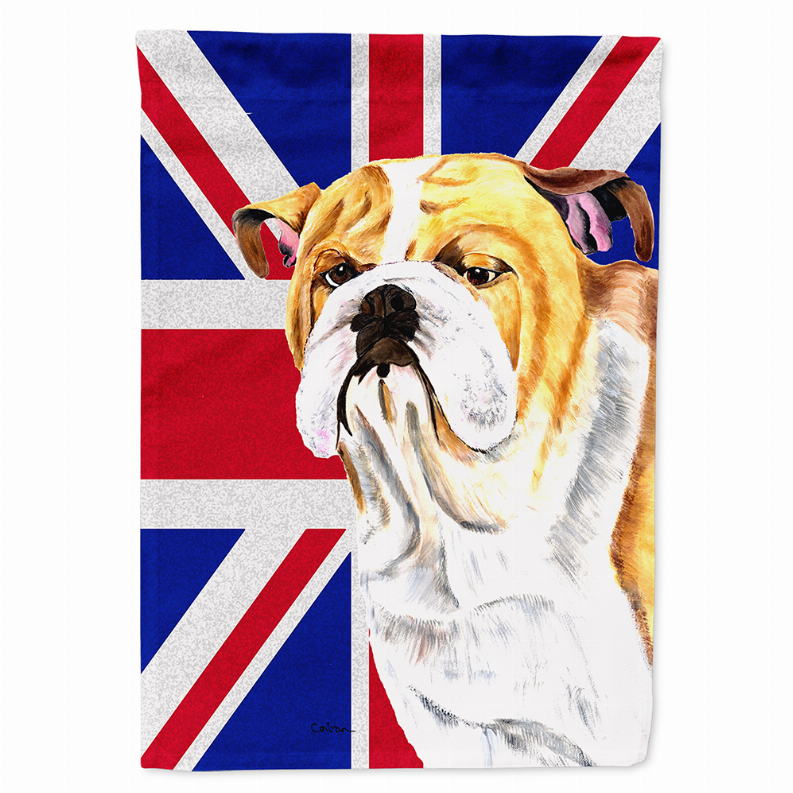 Dog with English Union Jack British Flag Garden Size Flag