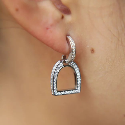 AWST Int'l Clear CZ English Stirrup Earrings