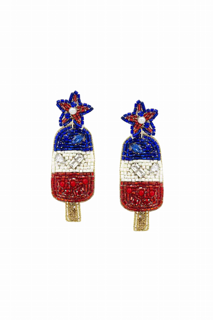 Patriotic American Flag Popsicle Earring