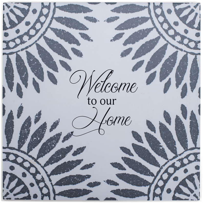 Tabletop Tile Welcome To Our Home Cream