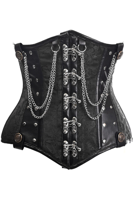 Top Drawer Brocade Steel Boned Underbust Corset with Chains and Clasps