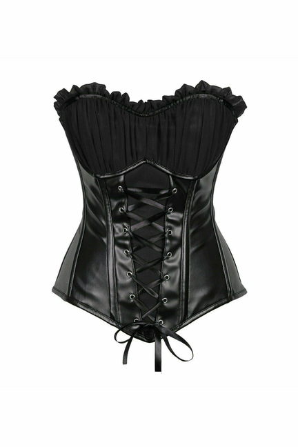 Top Drawer Faux Leather Lace-Up Steel Boned Corset