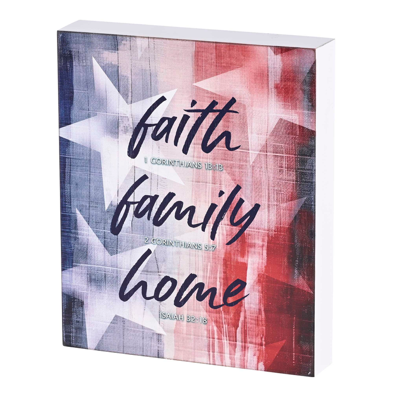 Tabletop Plaque Faith Family Home 8x10