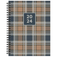 2024 Neutral Plaid Medium Weekly Monthly Planner