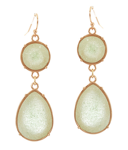 Sea Foam Green Druzy Teardrop Earring