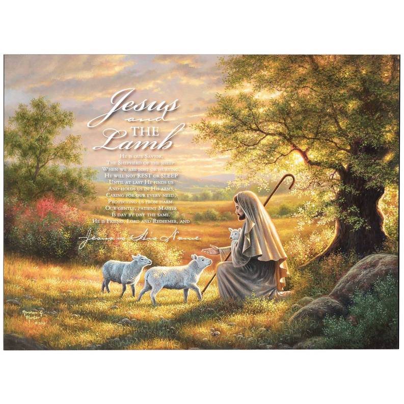 Wall Plaque Jesus And Lamb 24X18 Mdf