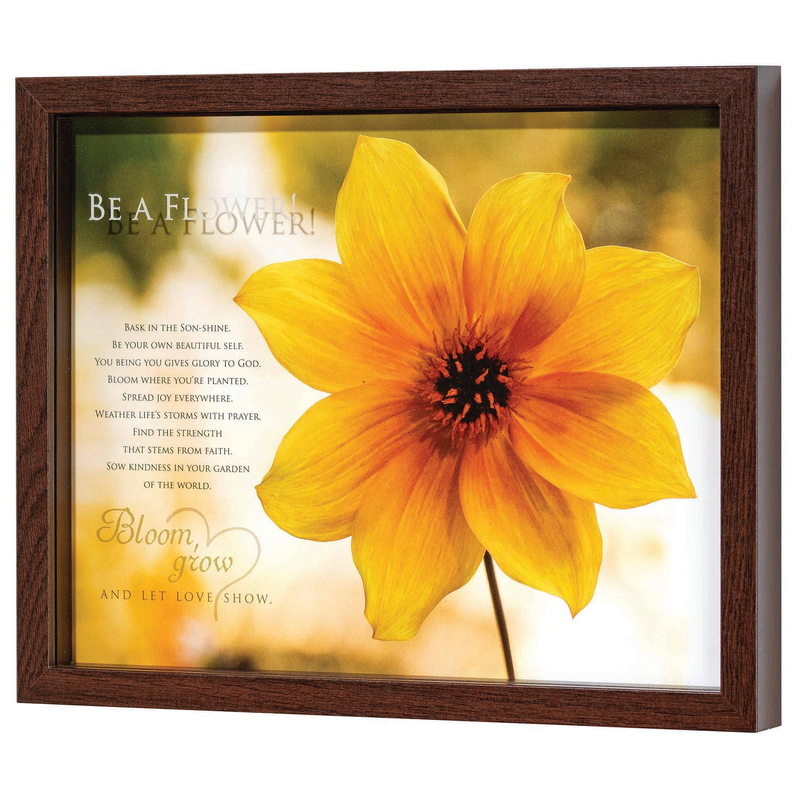 Framed Wall Be A Flower Glass Walnut Wood