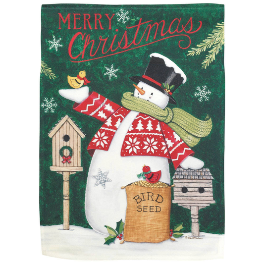 Snowman Merry Christmas Garden Print Flag