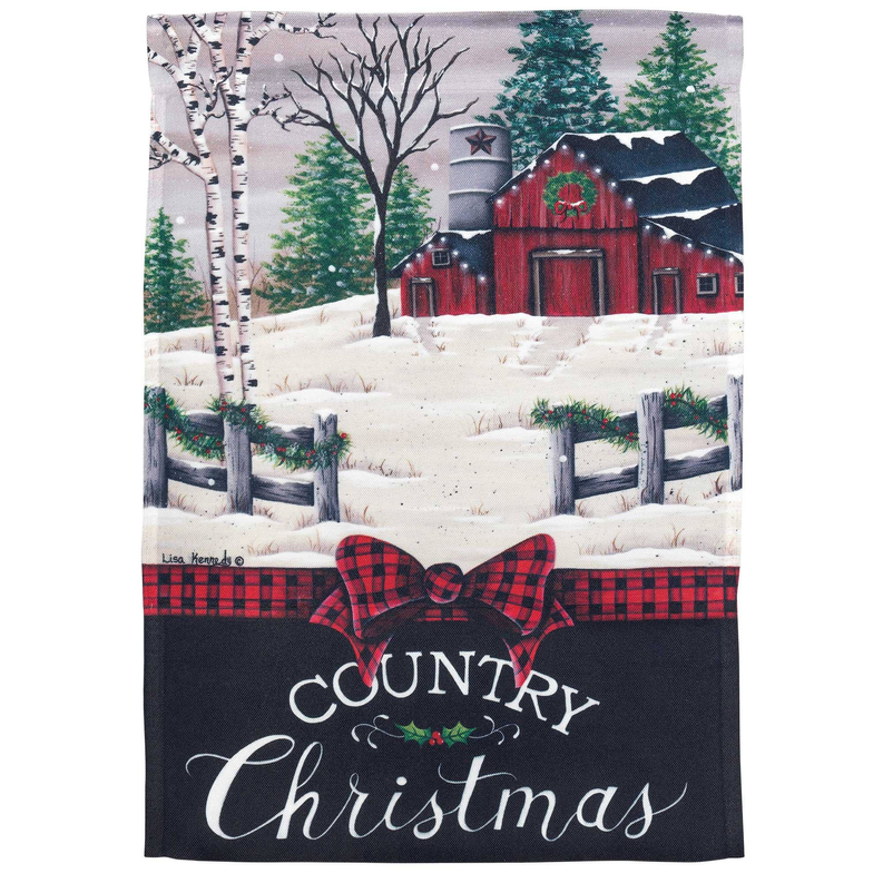 Barn Country Christmas Flag Poly Garden