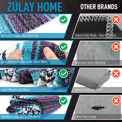 Zulay Home Hand Woven Mexican Blanket