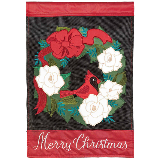 Merry Christmas Wreath Flag