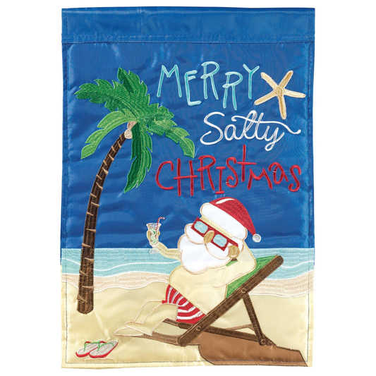 Salty Christmas Santa Double Applique Garden Flag