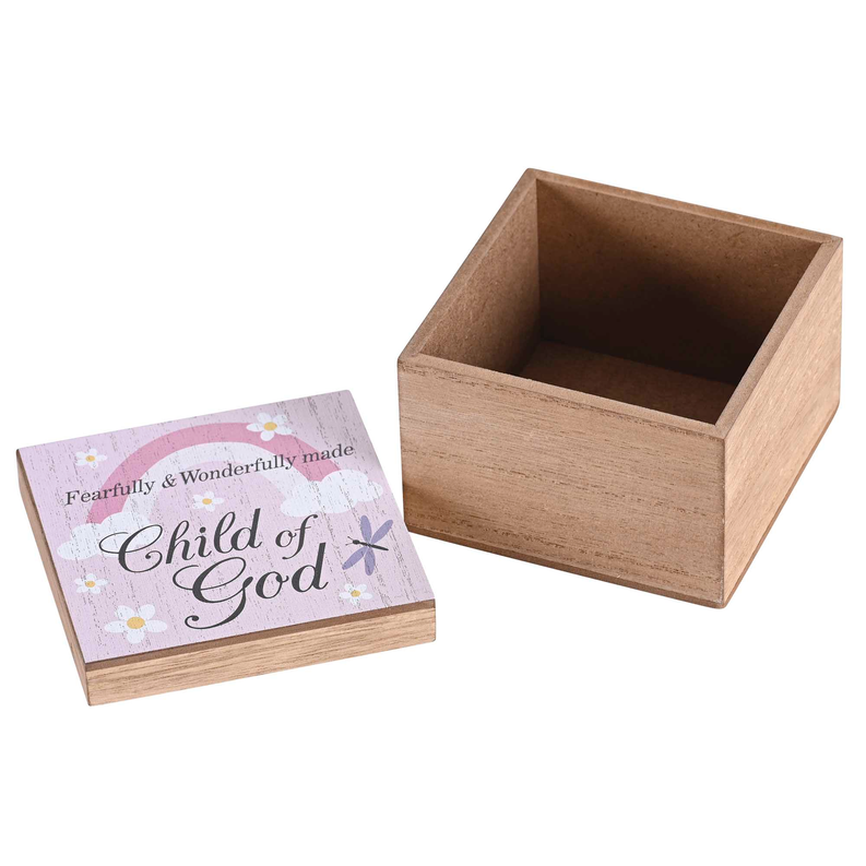 Keepsake Box Child Of God Pink MDF 4x4