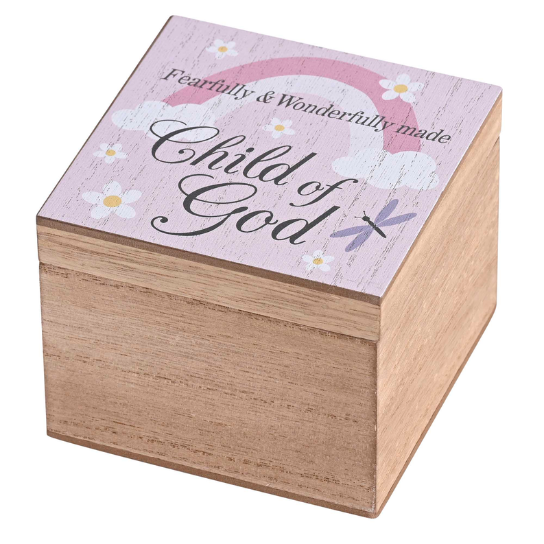 Keepsake Box Child Of God Pink MDF 4x4