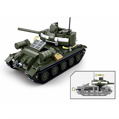 WWII T-34\85 Medium Tank 2-in-1 Building Brick Kit (687 Pcs)