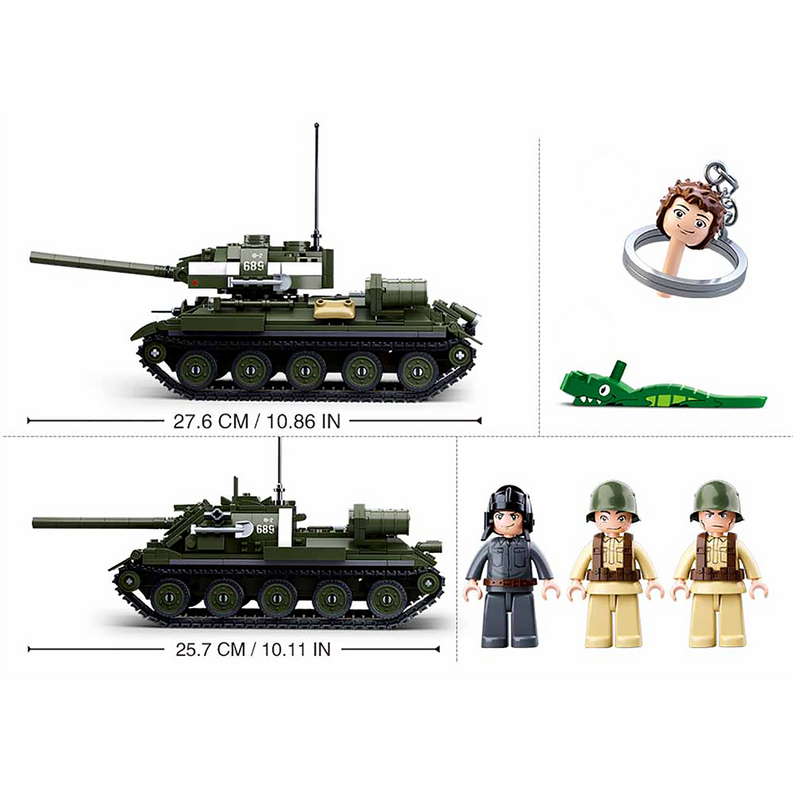 WWII T-34\85 Medium Tank 2-in-1 Building Brick Kit (687 Pcs)