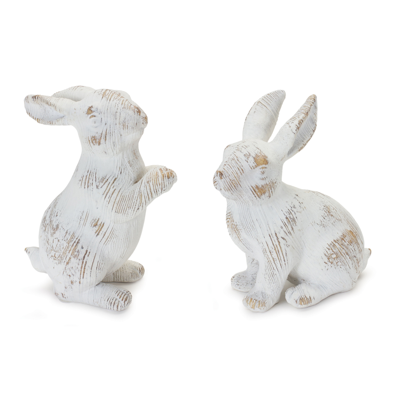 White Washed Rabbit Figurine