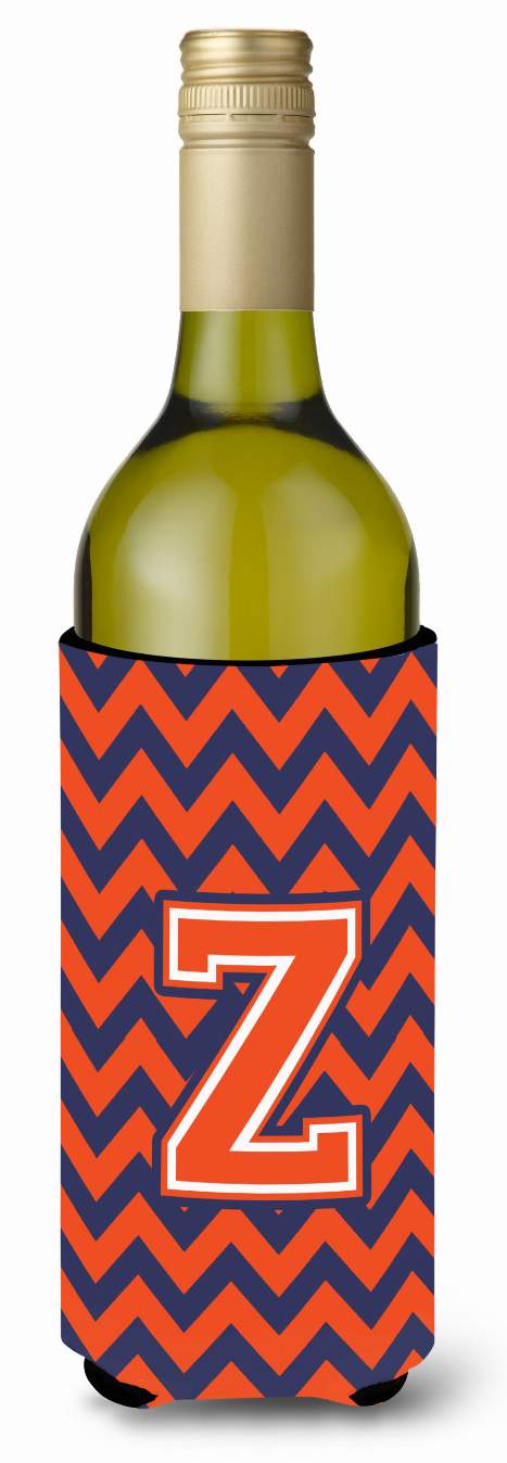 Monogram Letter Chevron Wine Bottle Hugger