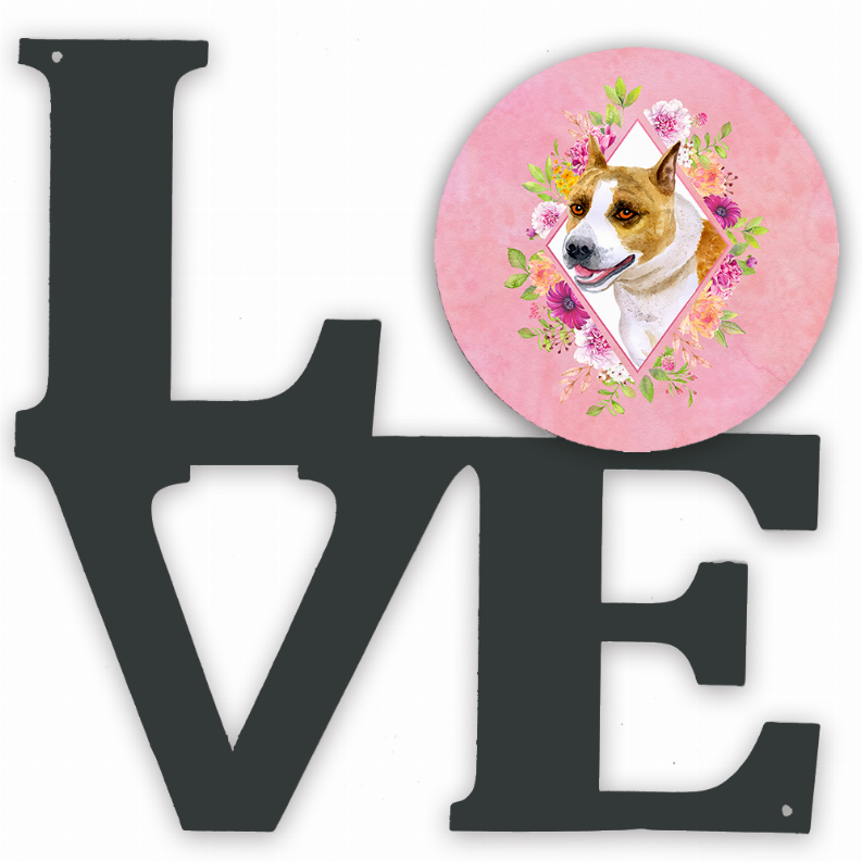 Dog Breed Flowers Design Metal Wall Artwork LOVE