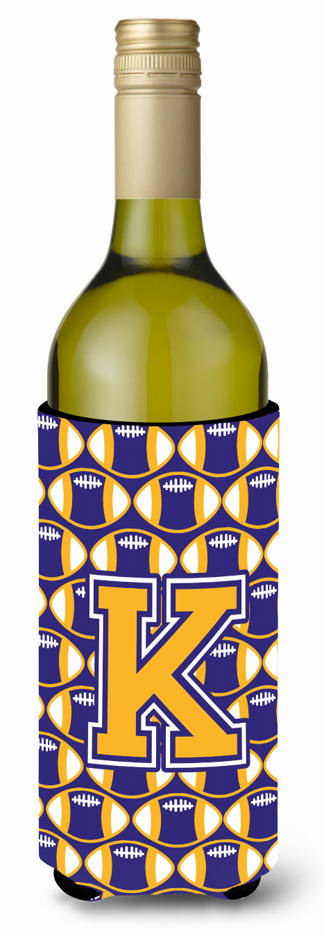 Monogram Letter Football Wine Bottle Hugger