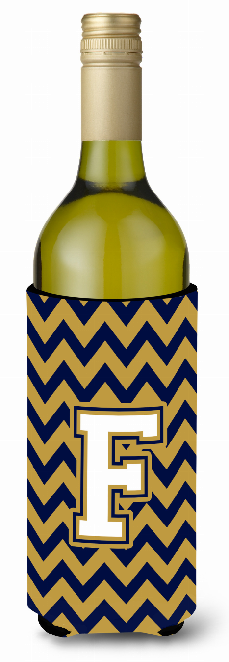 Monogram Letter Chevron Wine Bottle Hugger