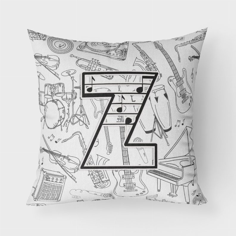 Letter Musical Note Letters Fabric Decorative Pillow