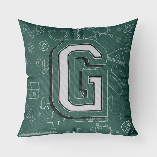 Lettes Back to School Initial Fabric Decorative Pillow